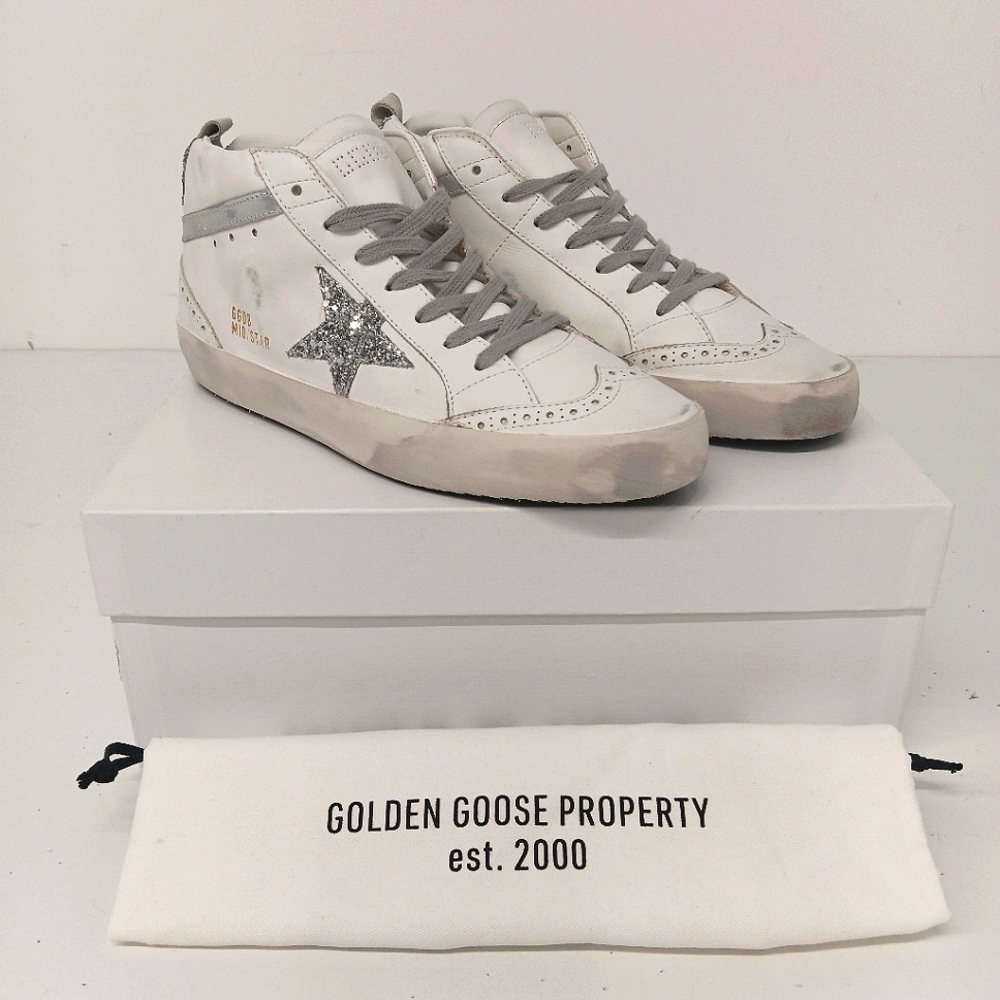 Golden Goose White and Gray Sneakers